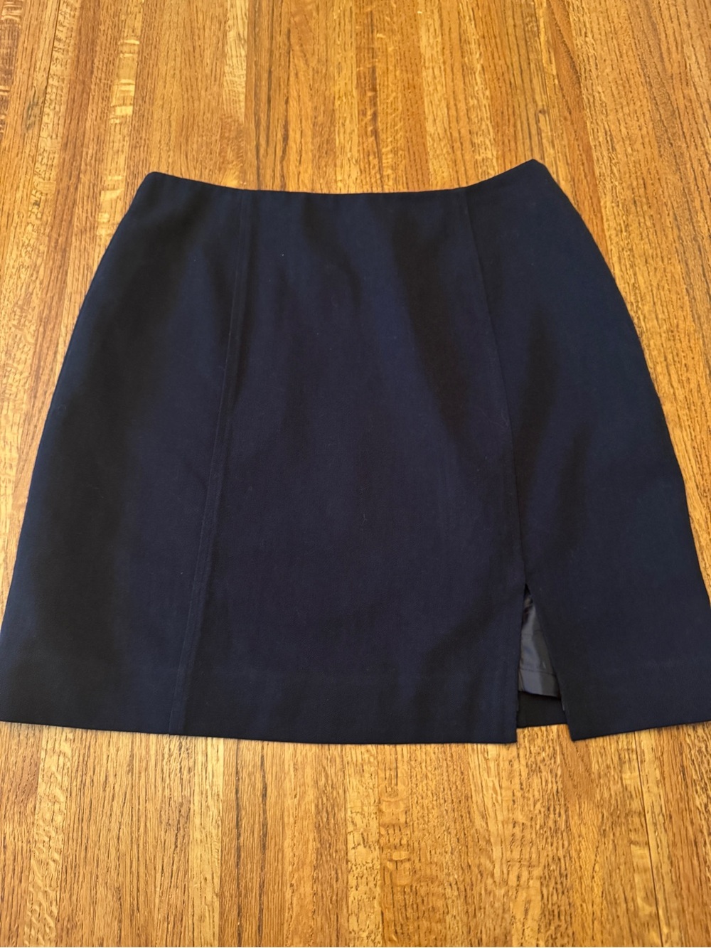 INC International Concepts Vintage 90s Black Wool Blend Front-Slit Mini Skirt